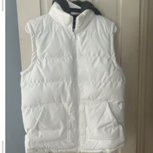 Women's White Puffer Vest with Grey Hood 14/16